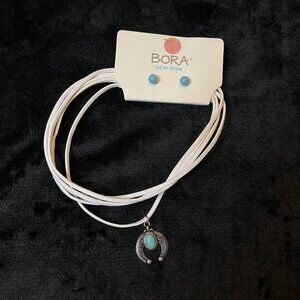Bora New York White and Green Turquoise Eclipse Choker / Earring Set